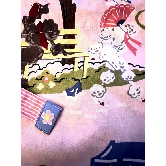 Nick & Nora Pajama Pants Sz M PARIS Pink POODLES Wide Leg Crop Drawstring - Picture 6 of 7